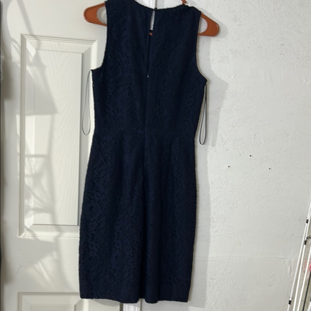 J. Crew Blue Sheath Midi Dress Sleeveless Crew Neck